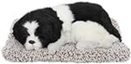 Hoodinter Car Dashboard Sleeping Dog Big Plush Toy Car Interior Decorative Soft Toy Dog Accessories Figurines | Showpiece(White & Black Mix)
