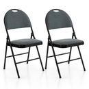 Folding 2 Pack Chairs Portable Padded Office Kitchen Dining Chairs Grey