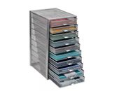 Mind Reader 14 x 21.25 x 10.75 in. Silver 10 Storage Drawers Desk Organizer