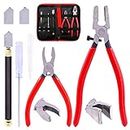 Hilitchi 3-Pcs Premium Glass Running Breaking Pliers and Glass Cutter Tool with Two Replacement Heads 1 Screwdriver and 1 Dropper Tube Professional Glass Tool Kit