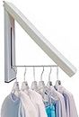 KLIVE Folding Clothes Hanger Stainless Steel Rod Hanging on Bathroom Balcony Garage Indoor/Outdoor Dryer Wall Mounted RetractMBle Laundry Room Organizer Drying Rack Holder(1 PCS)