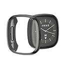 KACA Soft TPU Front Protection Case Cover for Fitbit Versa 3 / Fitbit Sense Smart Watch (Black)