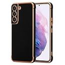 RALEAVO for Samsung Galaxy S21 5G Case Luxury Plating Edge Case Cover Slim Lightweight Glossy Bling Phone Case Soft TPU Shockproof Bumper Case Electroplated Case,Black