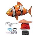 Shark Clownfish Inflatable Flying Air Toy, Remote Control Air Shark Balloon Swimming Clownfish Helium Balloon, Plastic Attractive Fish Toy Party Decoration RC Animal Toy for Kids (Orange Clownfish)