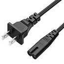 2 Prong Power Cable AC Power Cord Compatible for Yamaha Sound Bar YAS-106, YAS-107BL,YAS-108,YAS-109,YAS-207BL,YAS-209BL,YAS408BL ATS-1060 Sound Bar