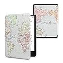 kwmobile Custodia Cinturino Mano Compatibile con AmazonKindle Paperwhite 11. Generation 2021 Cover - eBook Reader Case - Cover eReader Simil Pelle Mappa del mondo