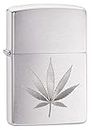 ZIPPO USA 29587 Brass Marijuana Leaf Design Lighter, Others (Silver)