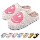 Cute Smile Slippers for Women Men,Happy Face Slippers Cozy Plush Preppy Slippers Warm Slip-on House Slippers Indoor Outdoor
