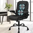 ALFORDSON Ergonomic Massage Office Chair Mid Back with Adjustable Armrest, Gaming Chair for Computer Task Desk, Study Chair with SGS Listed Gas-Lift, 150kg Loading, Fabric Black