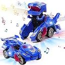 Refasy Robot Cars for Boys 3+ Year Old,Automatic Transforming Car Dinosaur Toys Deformation Car Ideal Xmas Birthdays Gifts for Kids Age 5-7 Transforming Robot Vehicle Car Boys Toys Blue