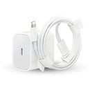 SKADIOO iPhone Fast Charger - 20 Watt Apple Charger with USB Cable - Compatible with iPhone 13/12/11/XR/SE Series - Works with All iPhones-White