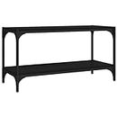2-Tier Entertainment Center Industrial TV Stand TV Cabinet TV Console Table with Steel Frame, Television Stand TV Unit Living Room Bedroom Furniture, Black 80x33x41 cm