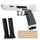 Toy Gun, Soft Bullet Toys Gun for Boys, Toy Foam Blaster with 40 Soft Bullets, Empty Shell Ejecting Toy Gun Pistol, Christmas Birthday Gifts for Boys & Girls Age 8+(Gray & White)