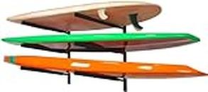 Yes4All Supports Mural pour Planches de Paddle, Supports Planches de Surf avec Mousse Rembourrée, Stockez et Affichez Jusqu'à 3 Planches de surf, Snowboards, Longboards, Noir