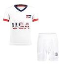 Unique Youth Soccer Jersey Kits 5-6 USA Soccer Clothes Football Uniforms for Kids Boys & Girls Soccer Fans (CNSK-US,6Y)