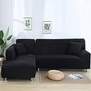 BOHHO Stretch Sofa Slipcover, Jacquard Sofa Cover Elastic All Inclusive Armchair Furniture Protector Suitable for Living Room Child Cat and Dog-1 Seater 90-140cm-black