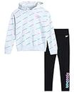 Reebok Girls' Sweatsuit Set - 2 Piece Hoodie Sweatshirt and Leggings - Youth Clothing Set for Girls (7-12), Oatmeal Heather, 8