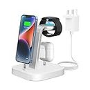 Charging Station for Multiple Devices - ADADPU 3 in 1 Wireless Charger Stand for Apple Watch Series 8/7/6/5/4/3/2/SE Phone Charging Dock for AirPods iPhone 14/13/12/11 Pro X Max XS XR 8 7 Plus-White
