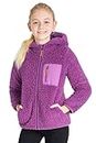 CityComfort Fleece Jacket for Kids, Zip Up Fuzzy Teddy Hoodie (Purple, 11-12 Years)