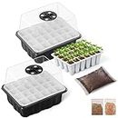 ABOUT SPACE Seedling Tray (2 Pack x 24 Cells) - Seed/Plant Starter Kit - Reusable Greenhouse Germination Tray with Humidity Dome & Fertilizer Soil, Tomato, Brinjal Seed for Garden, Nursery & Home
