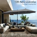 13ft Patio Umbrella Double-sided Market Outdoor Garden Sun Shade Parasol Grey