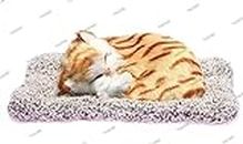 ViaZAID Sleeping Cat on mat Mini Kitten Doll with Meows Sounds by Touching Over The Cat/Kitten Toy Doll Decor for Office Desk Hand Toy Gift for Kids Boys,Girls & Girlfriend (C)