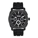Fossil Men Silicone Machine Chronograph Black Dial Watch-Fs4487, Band Color-Black