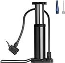 Bike Pump, Mini Bicycle Pump Portable Bike Floor Pump with Presta and Schrader Valves Aluminum Alloy Floor Bicycle Air Pump Compact Mini Bike Tire Pump, Extra Valve and Gas Needle for All Bike
