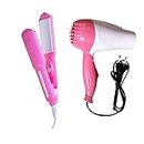 Arzet Combo of Hair Dryer NV-1290 (1000W, Pink & White) and Hair Straightener SX-8006 (Pink)