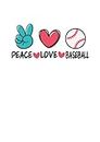 Peace Love Baseball Funny Baseball: Cuaderno de líneas forrado, DIN A4 (21 x 29,7 cm), 120 páginas, papel color crema, cubierta mate