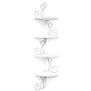 Alsonerbay 4 Tier Floating Shelves, Wall Mounted Corner Shelf, Rustic Storage Wood Shelf for Wall, Solid Wooden Shelving Cat Shaped Decor for Living Room, Bedroom, Kitchen, White