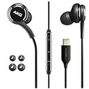 Samung AKG Earbuds for Samsung Galaxy S23 Ultra, Galaxy S23, Galaxy S22, Galaxy S21, Note 10, iPhone 15 Pro Max - Original USB Type C in-Ear Earbud USBC Headphones with Remote & Mic USB-C - Black