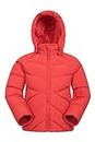 Mountain Warehouse Chill Down Kids Unisex Padded Jacket, Water-Resistant, Down filling, Lightweight, Boys & Girls Parka - Best for Winter Camping, Outdoors, Travelling Orange Mix 7-8 Years