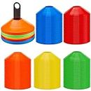 Set of 100 Soccer Cones Disc Cones Soccer Agility Cones Sports Training Cones Multicolor Field Marker Plastic Cones with 2 Holder for Kids Football Basketball Lacrosse Tennis Practice Equipment
