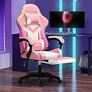 Oikiture Gaming Chair with Massage Funtion and 160° Recline, Office Chair Home Computer Chair with Footrest and Armrest
