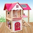 Toys Uncle Pink Wooden Dollhouse and Furniture Playset