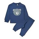 Real Basics Cotton Fleece Clothing Sets for Boys & girls - Unisex Winter Clothing sets Full Sleeve T-shirt & Pant -Size(18-24 Months) -Style(Navy Teddy)