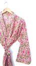 Indian 100% Cotton Robe Long Kimono Sleepwear Floral Printed Night Suit Kimonos