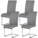 Yaheetech Modern Dining Chairs Set of 4 High Back Leather Chairs with Metal Legs for Kitchen,Bedroom,Living Room,Office, Light Gray