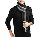 Men's Scarf Black Grey Striped Autumn Winter Thick Cashmere Men's Scarf, Tassel 180 * 30 cm