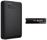 Western Digital WD_Black 1TB SN770 NVMe Internal Gaming SSD Solid State Drive & WD 1TB Elements Portable Hard Disk Drive, USB 3.0, Compatible with PC, PS4 and Xbox, External HDD