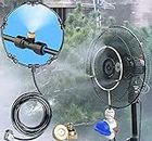 DIY Crafts Fan Watering Irrigation Sprayers Outdoor Coling Misting Gardening System Misting PE Fan Rings Mist Nozzle Lawn Veranda (10 Pcs Sprinkler Kit, Included Pipe + Faucet Connector + Accessory)