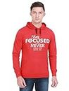 FLEXIMAA Men's Cotton Hooded Neck Printed Full Sleeve Red Color Sweatshirt Hoodies with Kangaroo Pockets L Size