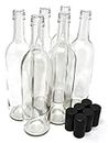 Wine Bottles, 750ml - Pack of 6 Pack of 6 with Screw Caps Clear