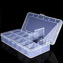 Large Clear Organizer Box,12 Grids Organizer Box with Removable Dividers for Jewelry,Bead Storage Organizer Box,Plastic Compartment Container for Tool Tackle Box(Size10.23 x 5.31 x 1.7in)