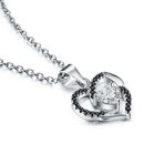 Wunderschöne 925 Silber Zirkonia Halskette mit Herz Anhänger Schwarz Damen