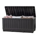 Keter Kentwood 90 Gallon Resin Deck Box-Organization and Storage for Patio Furniture Outdoor Cushions, Throw Pillows, Garden Tools and Pool Toys, Graphite