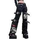 Women Y2k Cargo Pants Grunge Gothic Tripp Pants Punk Goth Vintage Baggy Denim Jeans Trousers Streetwear