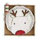 Mud Pie Farmhouse Christmas Cheese Plate Set, Reindeer, 8.5" Dia