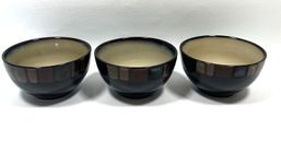 Set of 3 Pier 1 Imports Mosaic Brown Hand Painted Stoneware 4" Dipping Dish Bowl